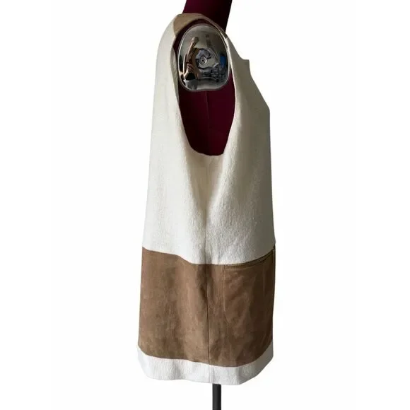 Chico’s Vest Ivory Wool Faux Suede Zip Pockets Cream Tan 2 US Large - Picture 10 of 13